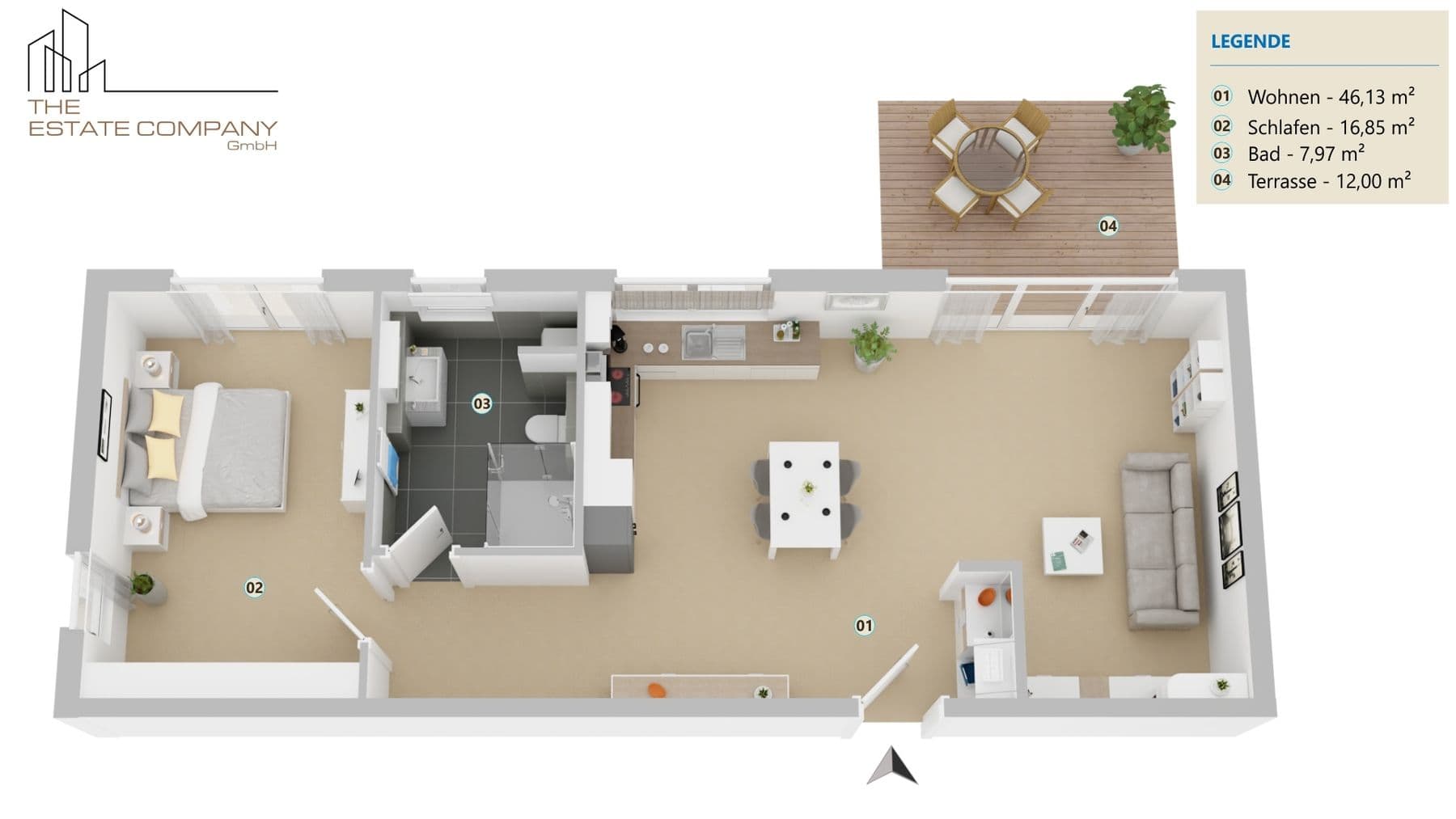 Charmante 2-Zimmer-Wohnung mit Terrasse und Garten, Außenansicht