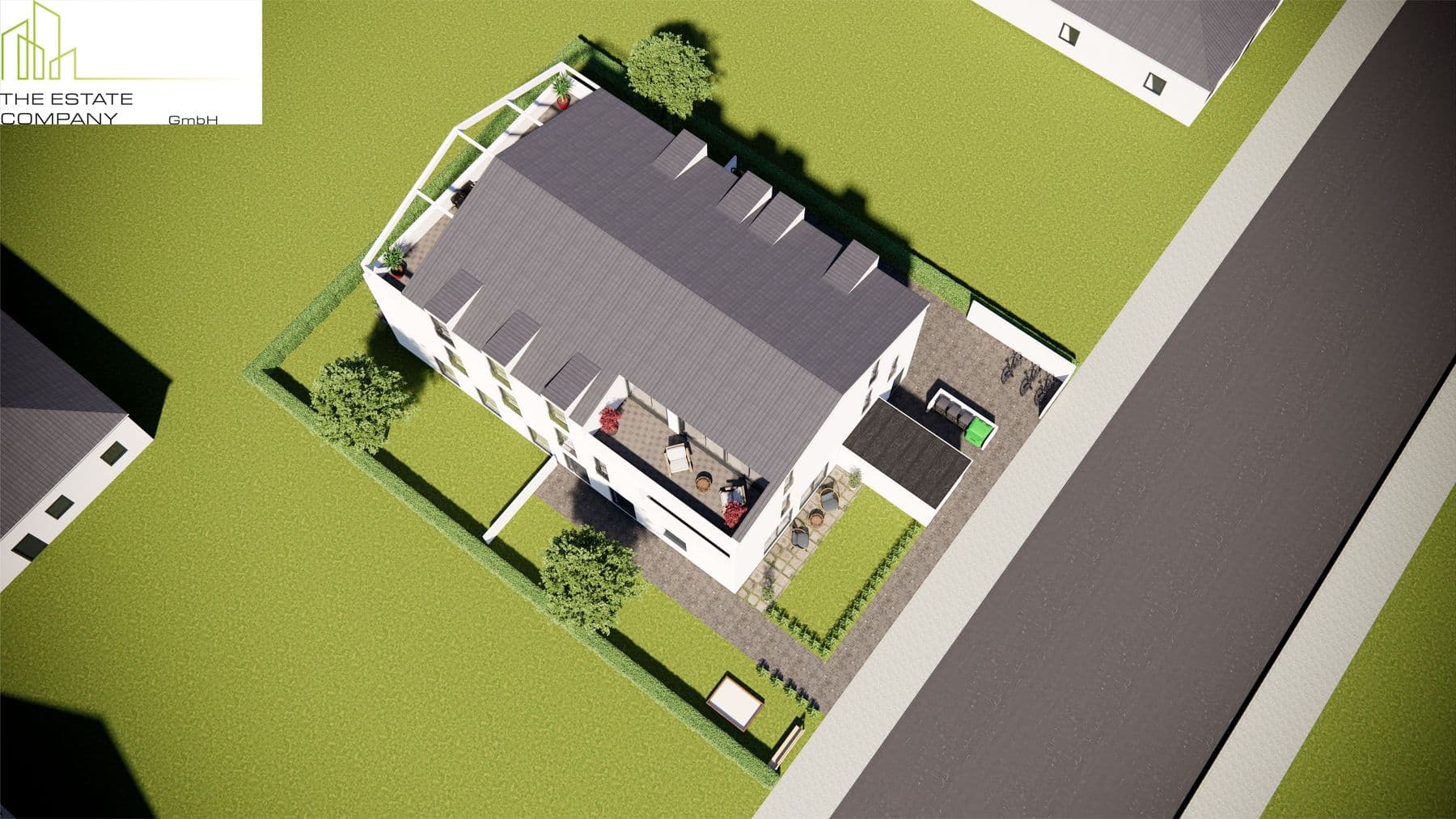 Helle Erdgeschosswohnung  mit offener Wohnküche, Terrasse und sonnigem Garten, Außenansicht
