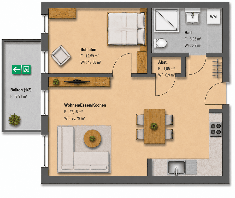Ein Platz über den Dächern – Exklusive 2-Zimmer-Wohnung mit Balkon, Salzgitter