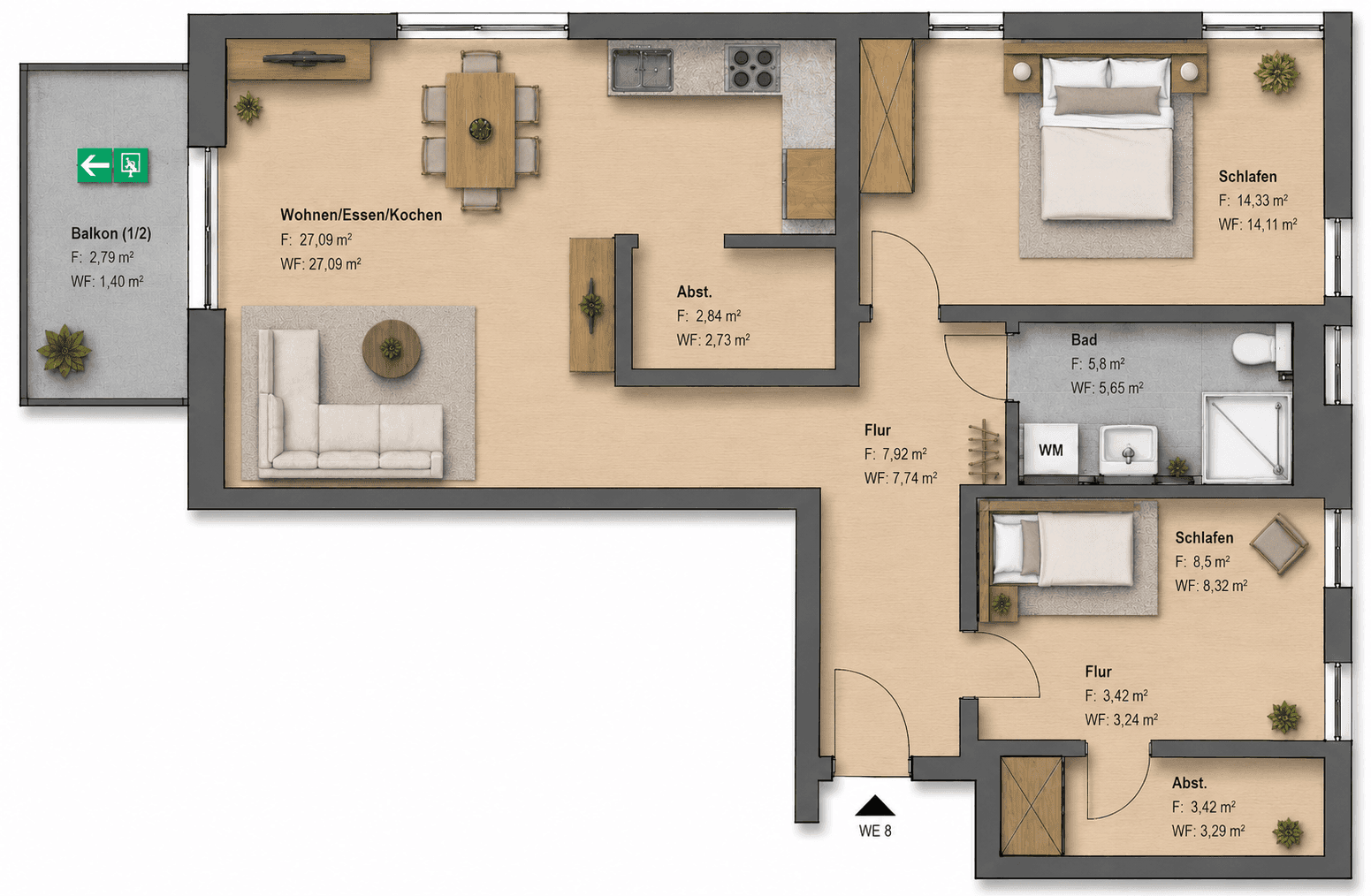 Ankommen und Zuhause sein – Moderne Neubauwohnung mit sonnigem Balkon, Außenansicht