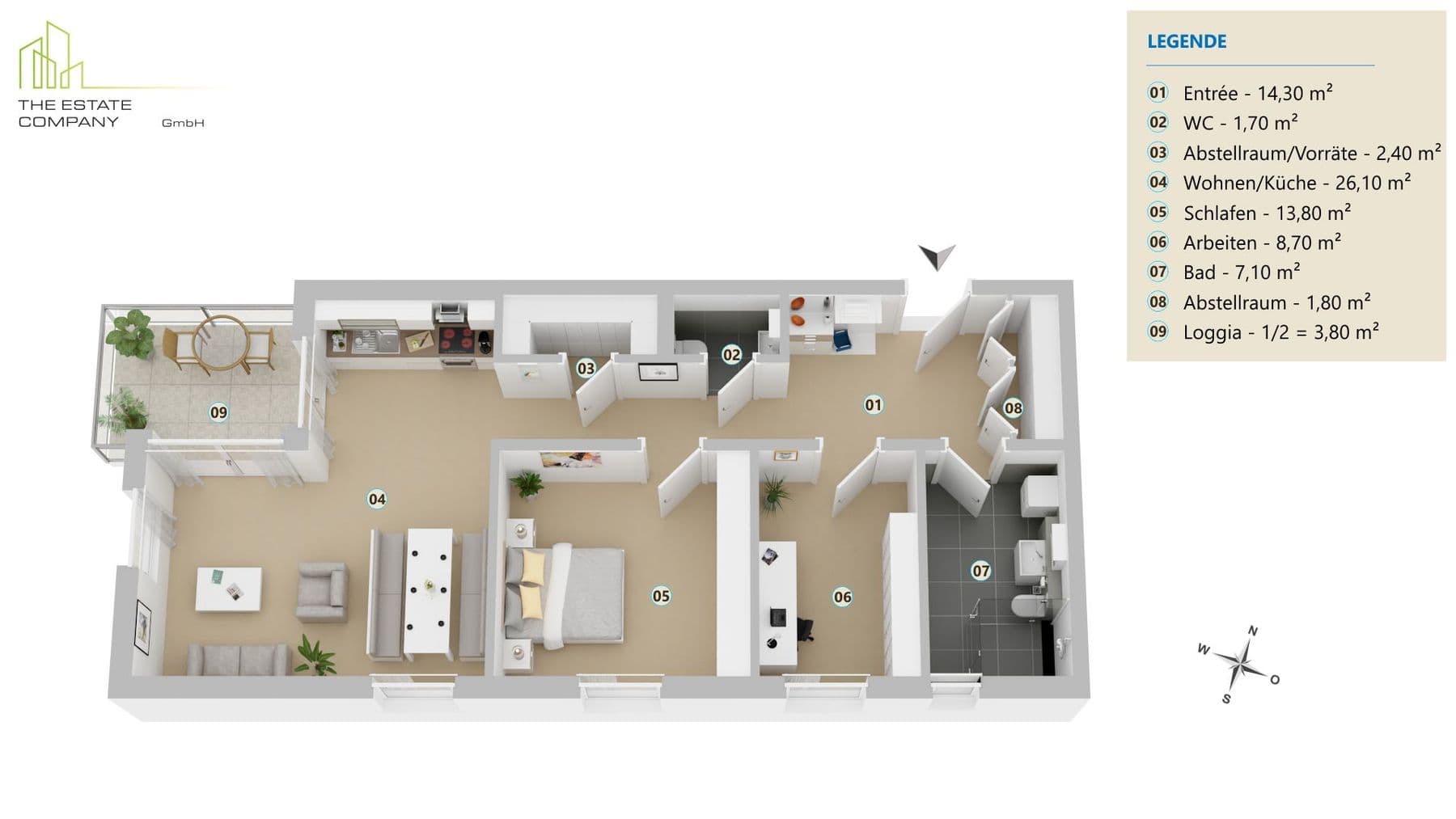 Viel Raum zum Leben – 3-Zimmer-Eigentumswohnung im Neubau mit Loggia, Bild 2