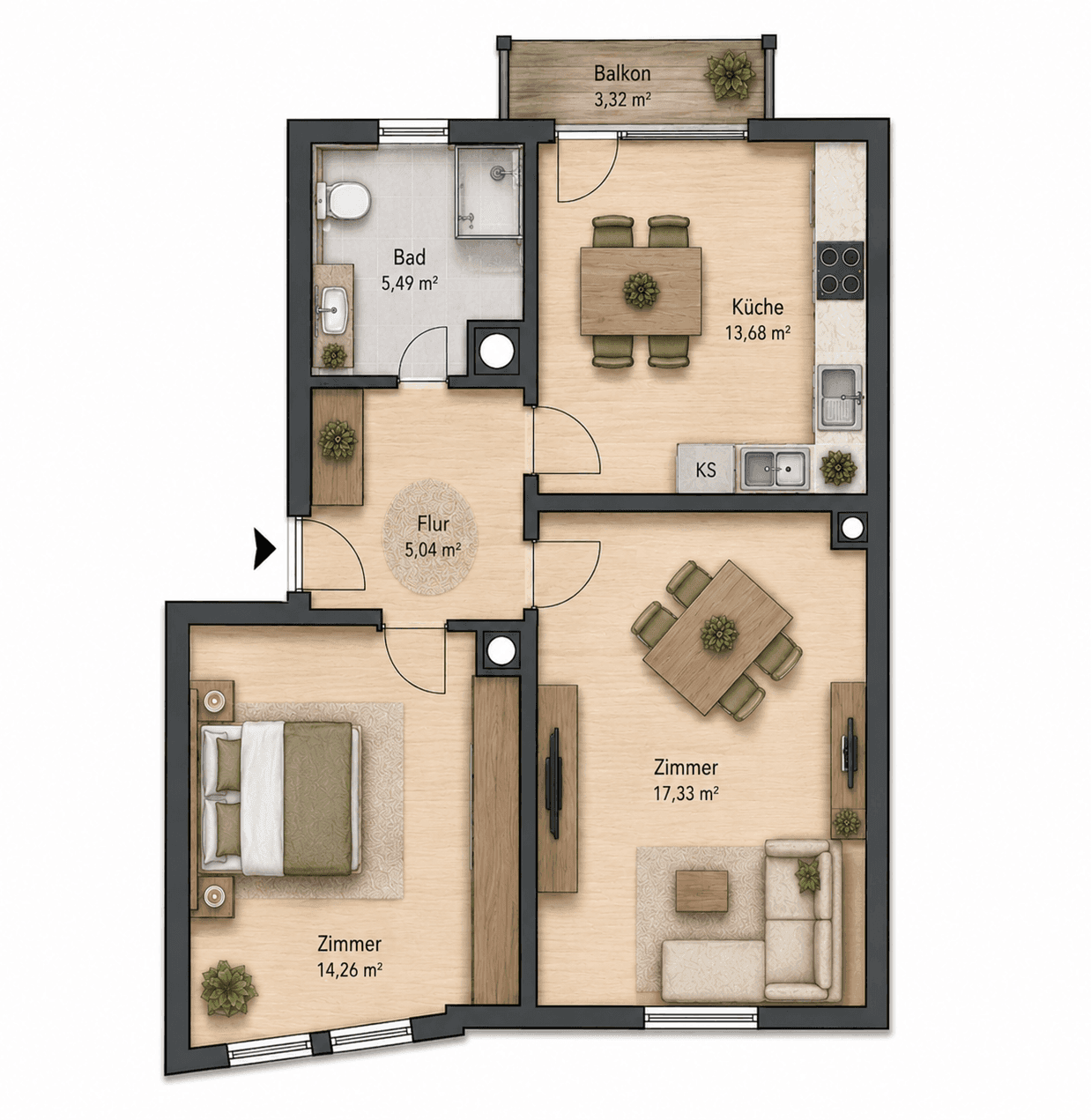 RESERVIERT! 2-Zimmer-Wohnung mit Balkon in attraktiver Lage - Erstbezug nach umfassender Renovierung, Bild 3