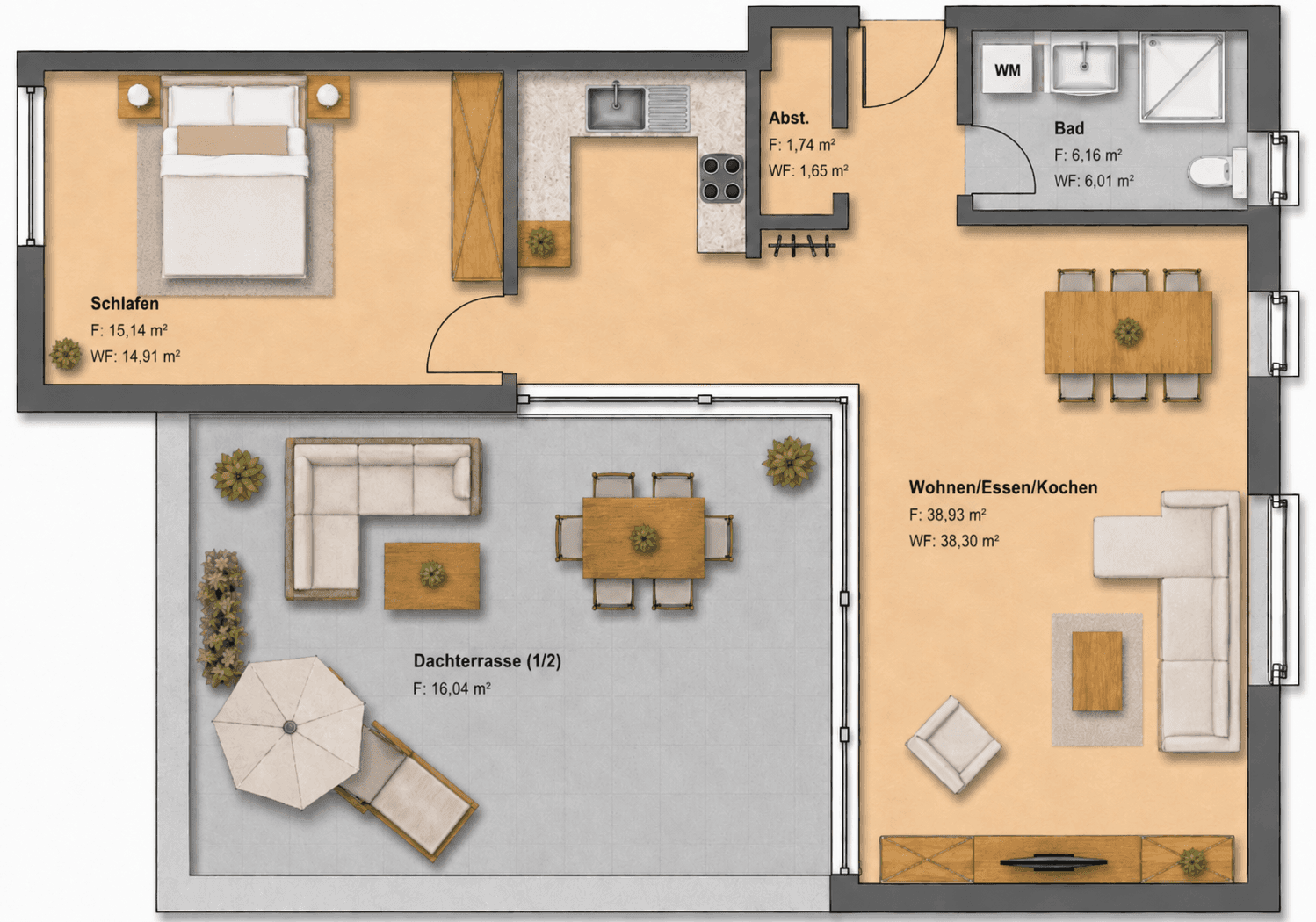 Exklusiver Wohnkomfort mit Dachterrasse – Großzügige 2-Zimmer-Wohnung, Außenansicht
